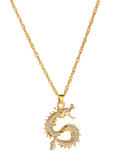 Fashion Gold Alloy Diamond Dragon Necklace