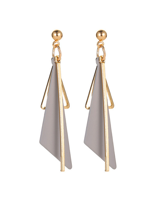 Fashion Grey Alloy Geometric Tassel Triangle Earrings