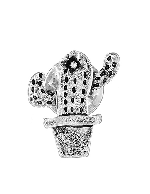 Fashion Silver Alloy Cactus Brooch