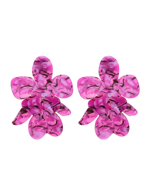 Fashion Purple Acrylic Flower Stud Earrings