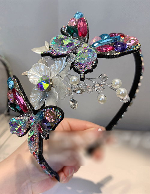 Fashion Colorful Crystal Three-dimensional Butterfly Headband