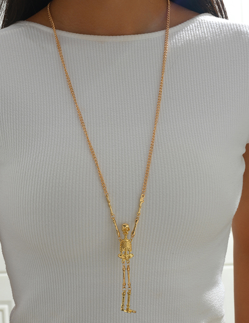 Fashion Gold Alloy Geometric Skull Necklace
