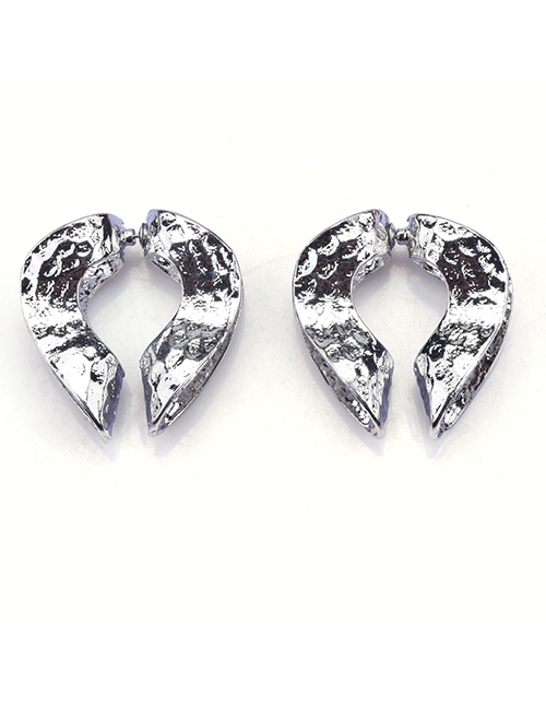 Fashion Silver Metal Geometric Stud Earrings
