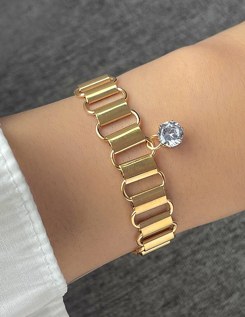 Fashion 5# Geometric Pearl Cutout Chain Bracelet