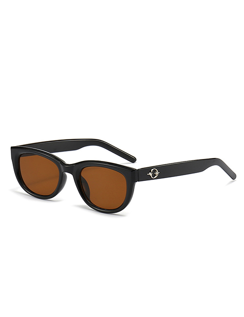Fashion Black Frame Tea Pc Square Large Frame Sunglasses