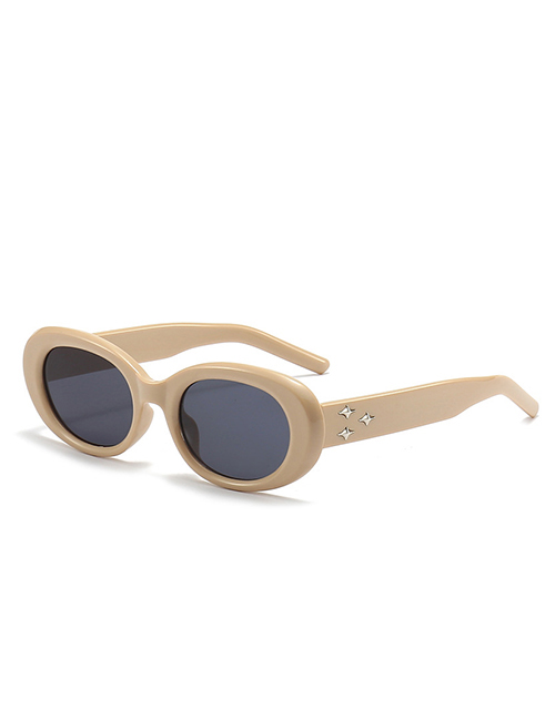 Fashion Rice Frame Black Gray Sheet Pc Oval Sunglasses