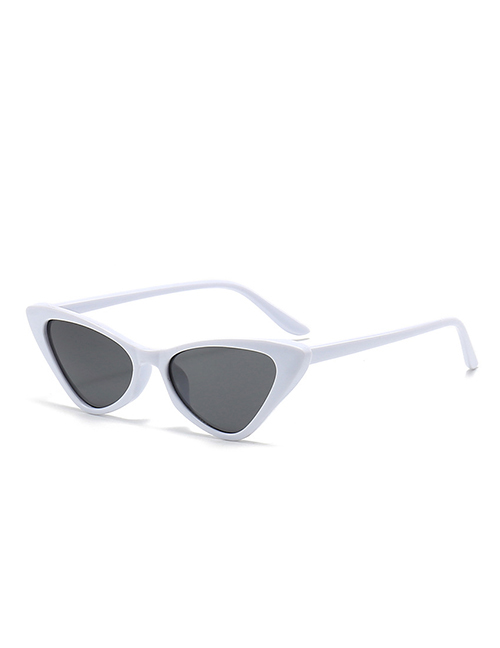 Fashion White Frame Black Gray Film Irregular Cat Eye Triangle Sunglasses