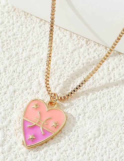 Fashion Pisces Metal Drip Heart Zodiac Necklace