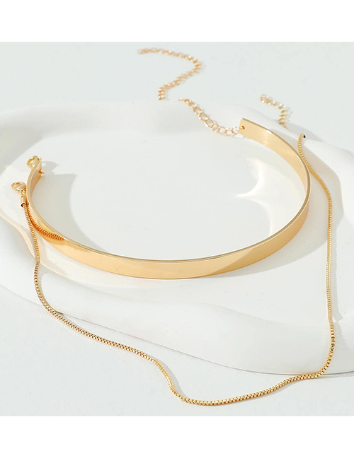 Fashion Gold Metal Geometric Chain Double Layer Necklace