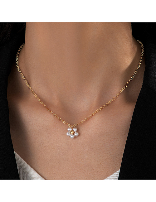 Fashion Gold Pearl Flower Necklace