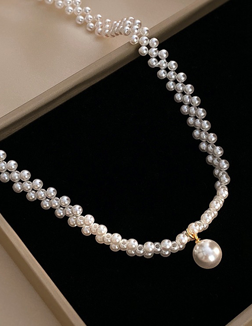Fashion White Pearl Beaded Woven Necklace