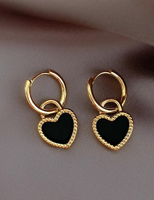 Fashion Gold Titanium Steel Heart Hoop Earrings