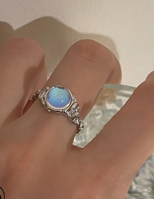 Fashion 6# Alloy Diamond Geometric Moonlight Open Ring