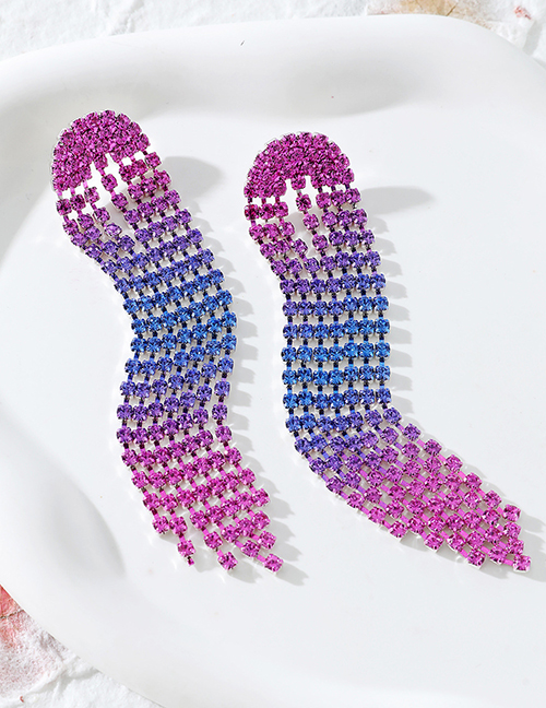 Fashion Color Alloy Diamond Chain Earrings