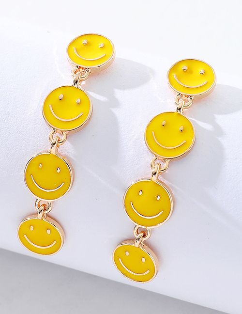 Fashion Gold Alloy Drip Oil Smile Earrings