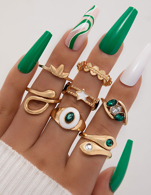 Fashion 9# Alloy Geometric Pentagram Snake Ring Set