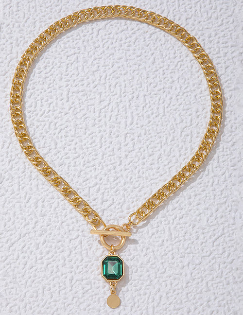 Fashion Gold Alloy Square Diamond Ot Buckle Necklace