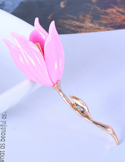 Fashion Pink Metal Tulip Brooch