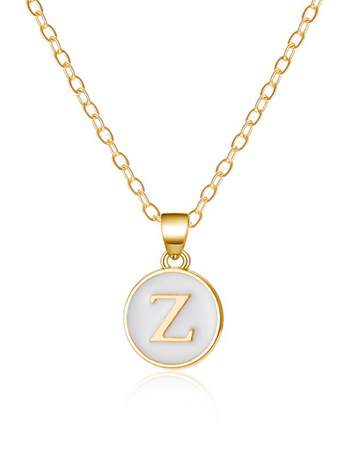 Fashion Z Gold Alloy Drip Oil 26 Alphabet Necklace