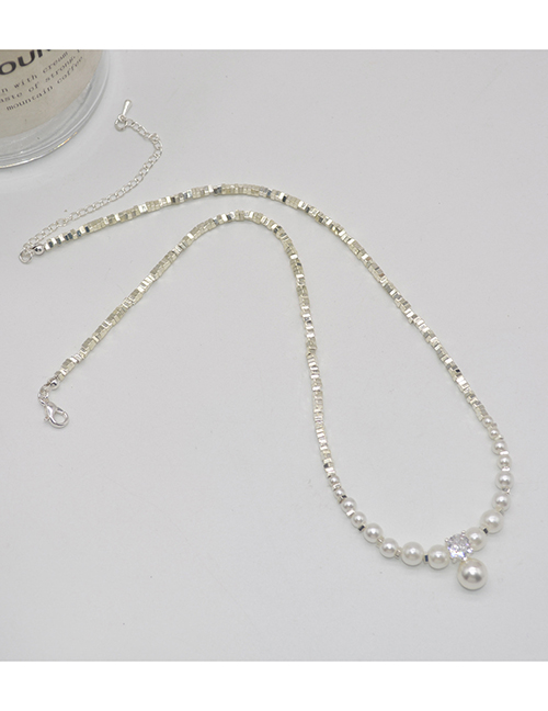Fashion Silver Alloy Broken Silver Beaded Pearl Necklace