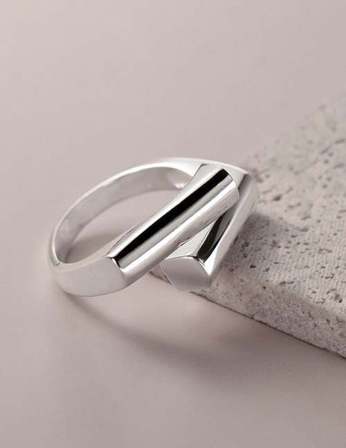 Fashion Silver Pure Copper Geometric Cross Split Ring