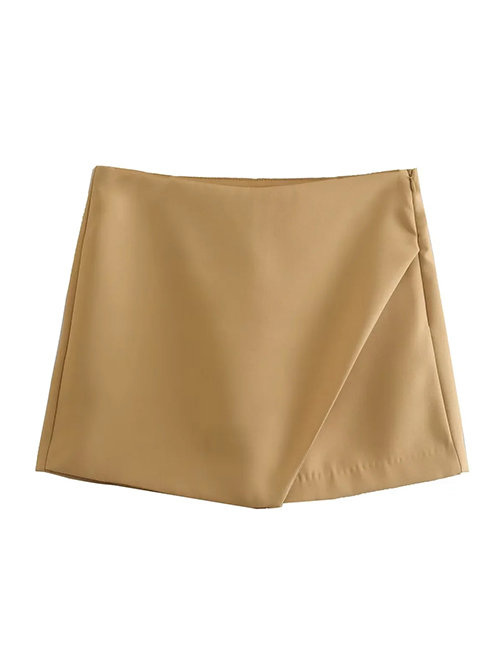 Fashion Khaki Polyester Asymmetric Culottes