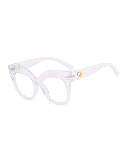 Fashion Translucent White Film Pc Rice Nail Cat Eye Large Frame Flat Mirror