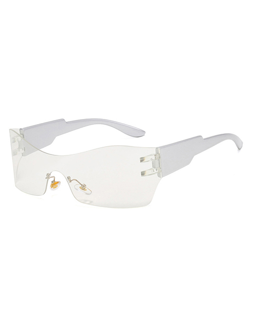 Fashion Silver Frame Transparent Film Pc Integrated Large Frame Sunglasses