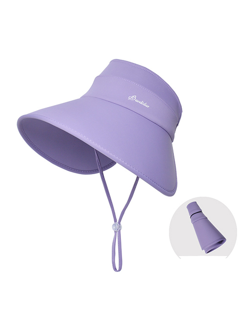Fashion Taro Purple Nylon Large Brim Empty Top Sun Hat