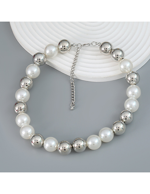 Fashion White Faux Pearl Round Bead Necklace