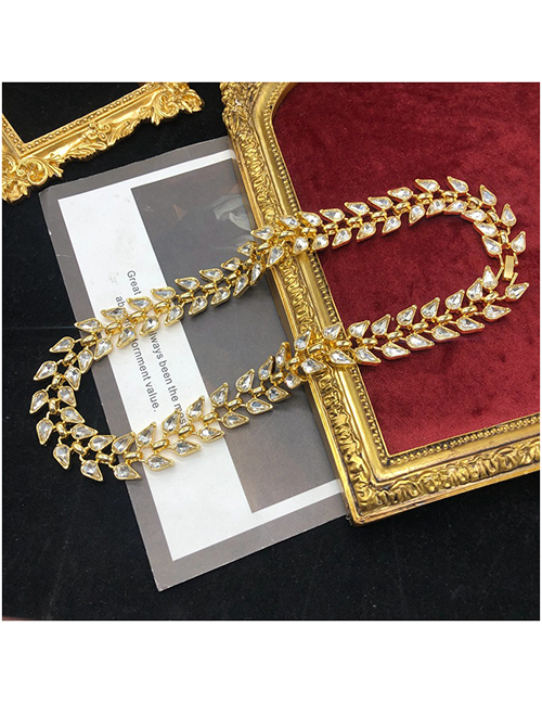 Fashion Necklace Alloy Diamond Leaf Necklace