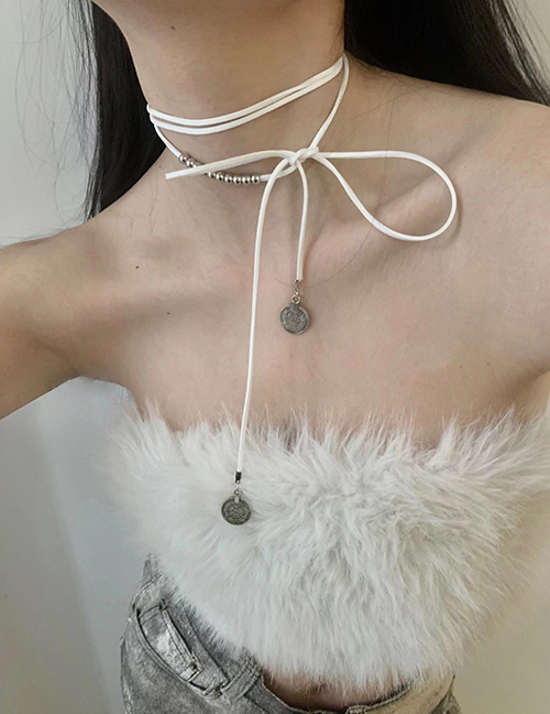 Fashion White Geometric Rope Coin Necklace