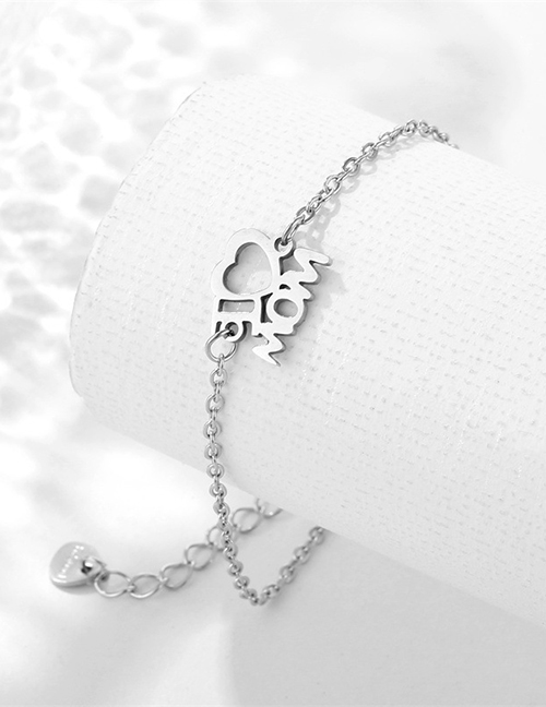 Fashion 6# Stainless Steel Heart Alphabet Bracelet