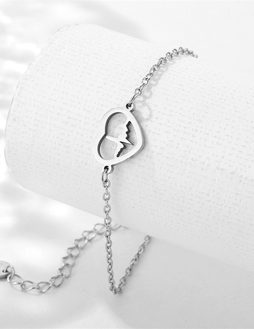 Fashion 10# Stainless Steel Ecg Heart Bracelet