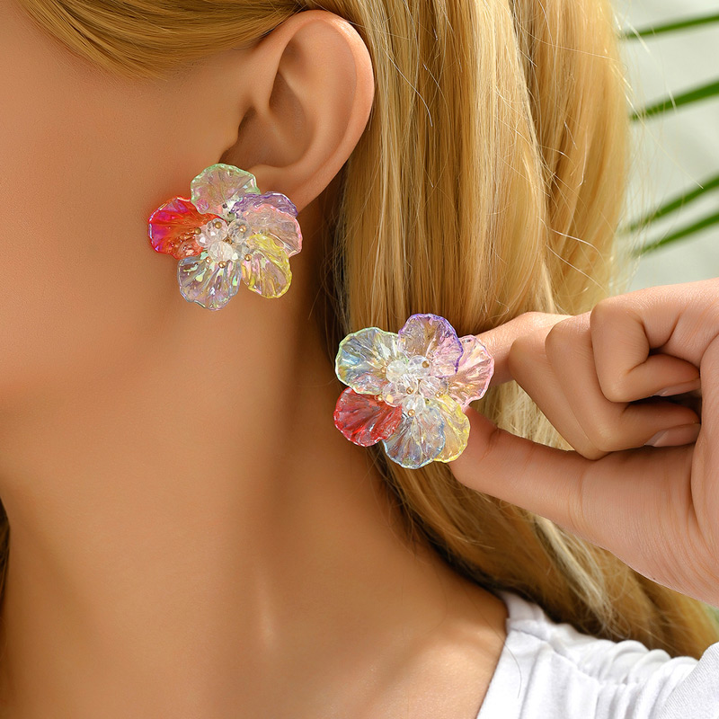 Fashion Color Acrylic Flower Earrings