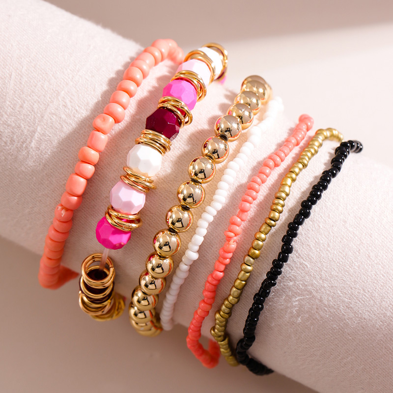 Fashion Color Multi-layered Multi-layered Bracelet With Colorful Fine Rice Beads