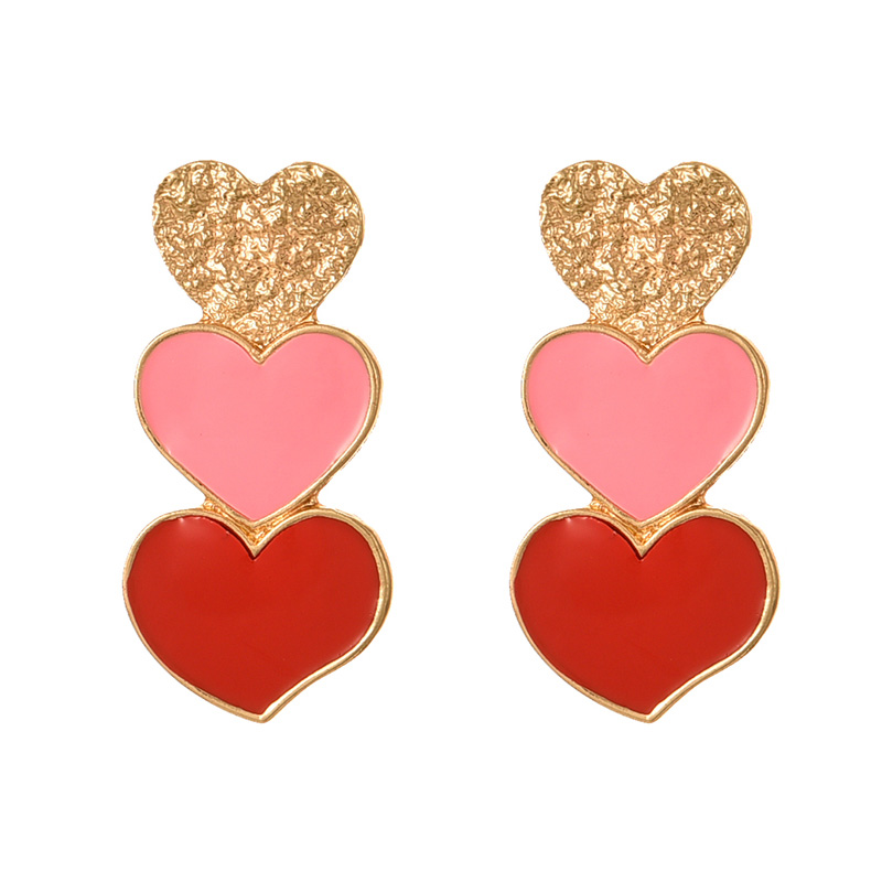 Fashion Color Alloy Dripping Oil Love Color Matching Earrings