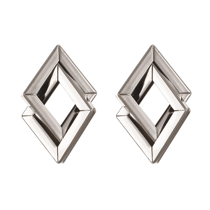 Fashion Silver Alloy Rhombus Earrings