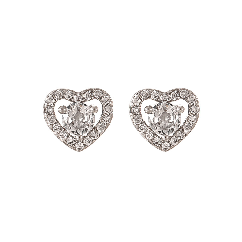 Fashion Silver Alloy Diamond Love Stud Earrings