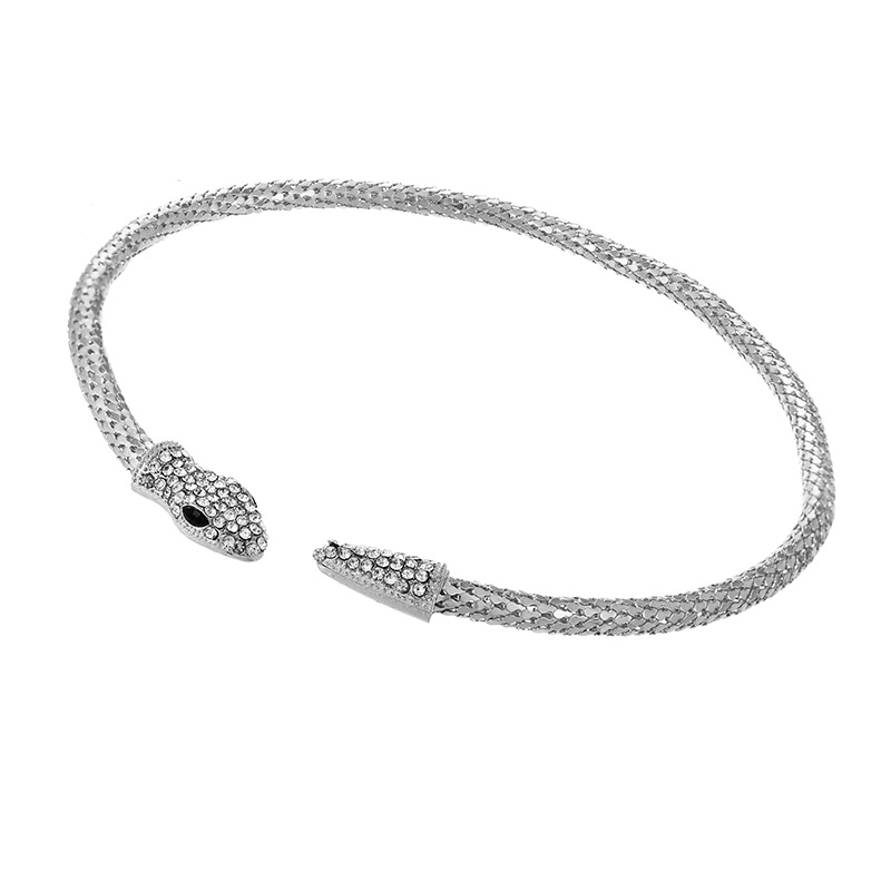 Fashion Silver Alloy Diamond Snake Chain Necklace