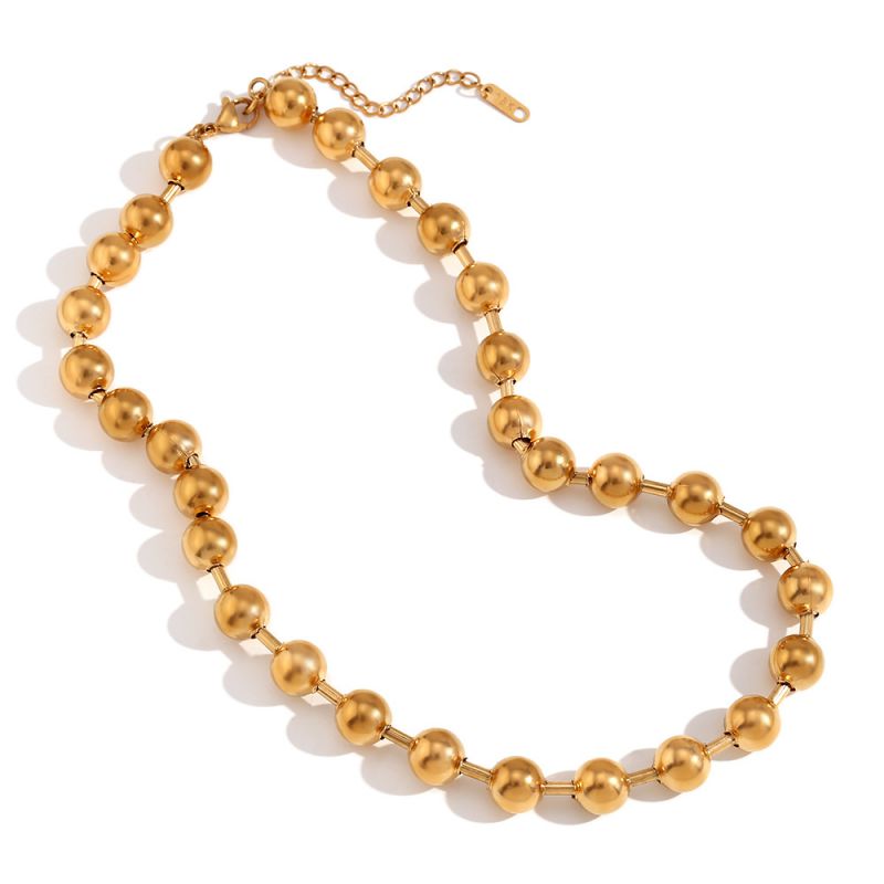 Fashion Gold Stainless Steel Gold Plated Ball Chain Necklace