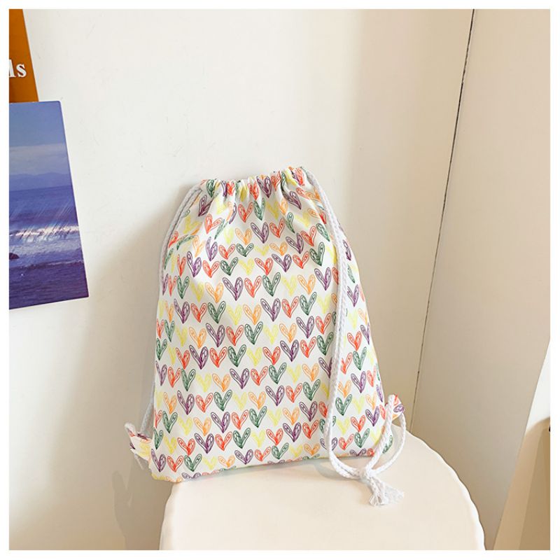 Fashion Color Oxford Print Drawstring Backpack