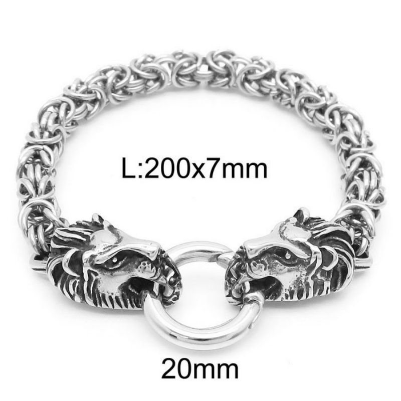 Fashion Lion Head Titanium Steel Geometric Lion Head Mens Bracelet