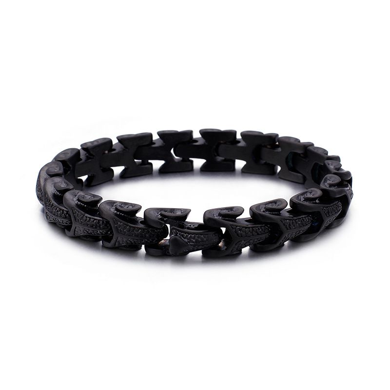 Fashion Black 21 Cm Kb104619-k Titanium Steel Geometric Keel Mens Bracelet