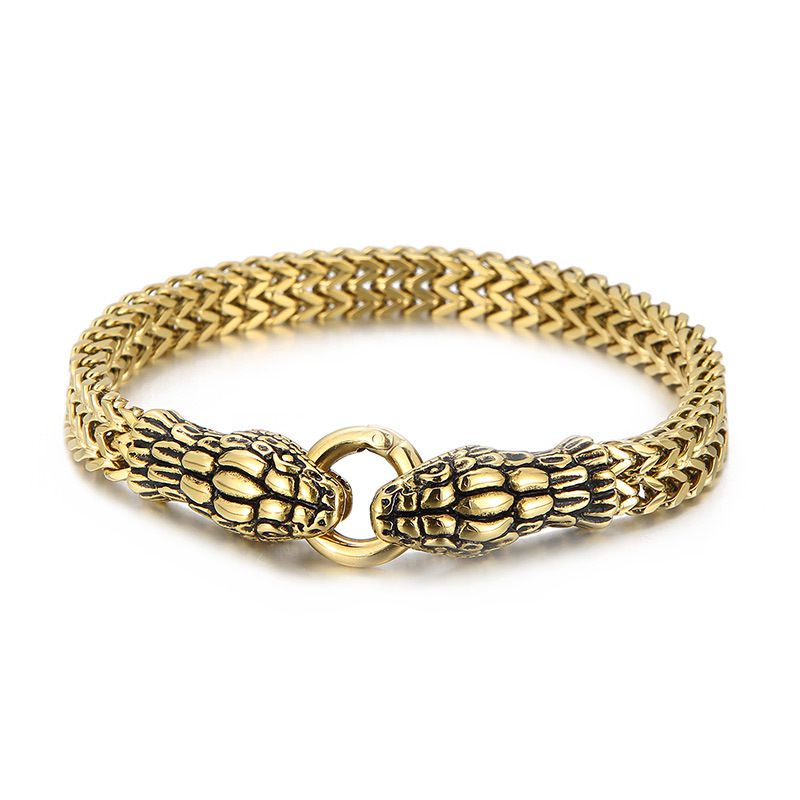 Fashion 22cm Gold Kb156365-kjx Stainless Steel Snake Bracelet For Men
