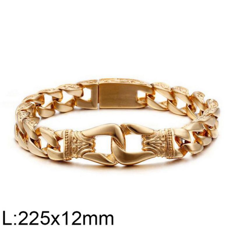 Fashion Gold 22 Cm Stainless Steel Geometric Mens Bracelet