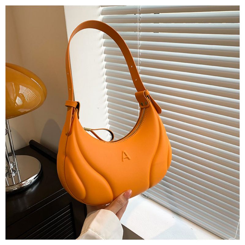 Fashion Orange Pu Large Capacity Shoulder Bag