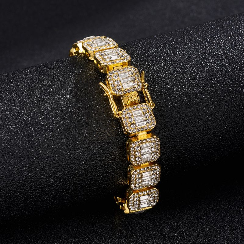 Fashion Golden 8inch(20cm) Alloy Diamond Square Bracelet