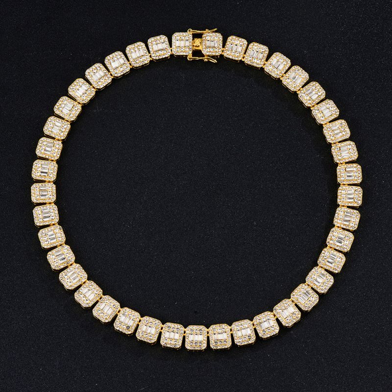 Fashion Gold18inch(45cm) Alloy Diamond Square Necklace