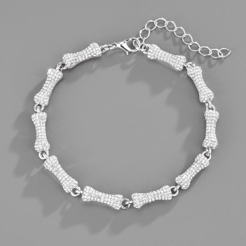 Fashion Silver Bracelet 8inch (20cm) Alloy Diamond Dog Bone Mens Bracelet